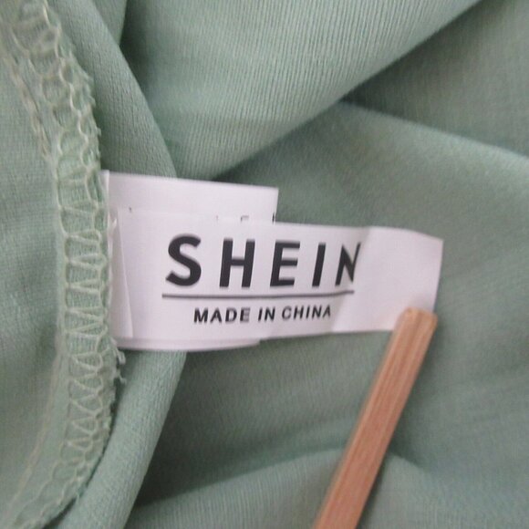 Shein Womens Dress Size 3XL Green Ruffle Tiered 3/4 Flutter Sleeve V-Neck Flowy - Picture 5 of 5